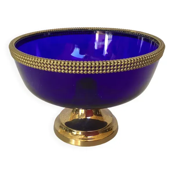 Vide poche bleu cobalt motif perlé