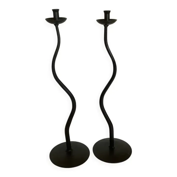 Paire de bougeoirs noirs style hysteria