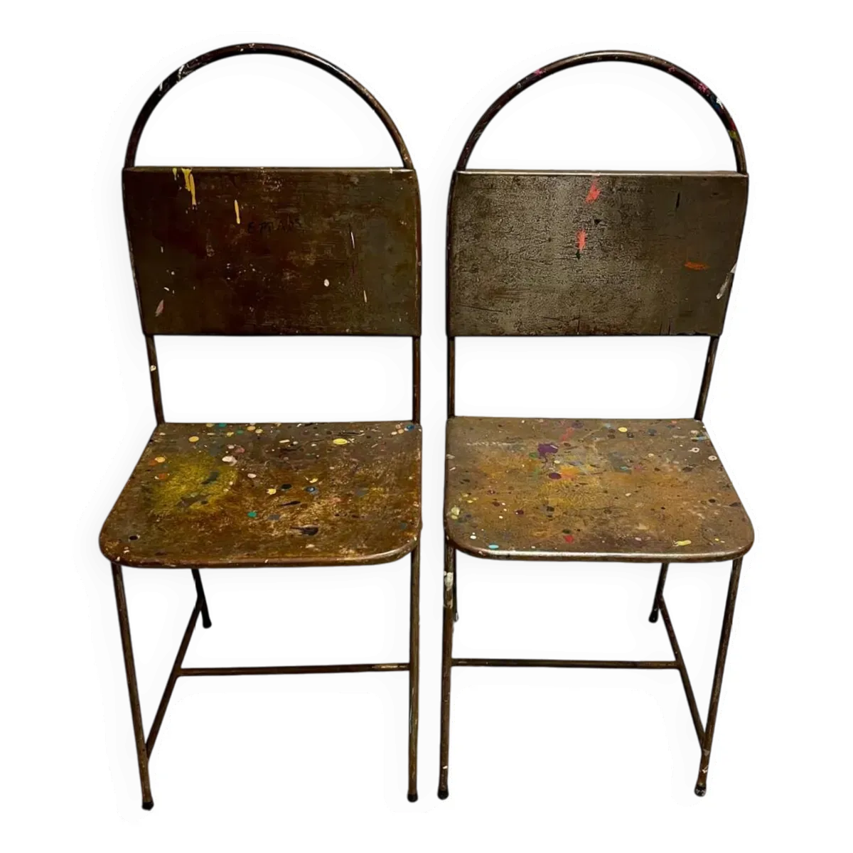 Paire de chaises vintage en métal brut