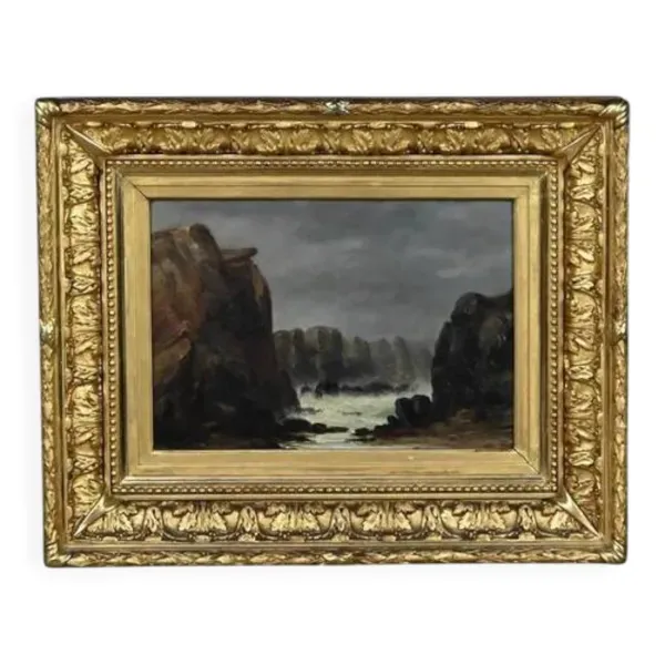 Tableau « La côte sauvage de Belle-Île-en-Mer », école française du XIXe