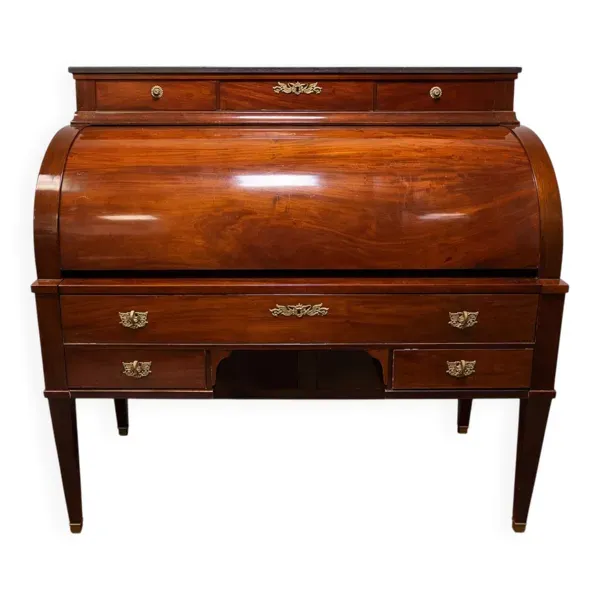 bureau Secrétaire à cylindre Style Louis XVI en acajou a systéme de double