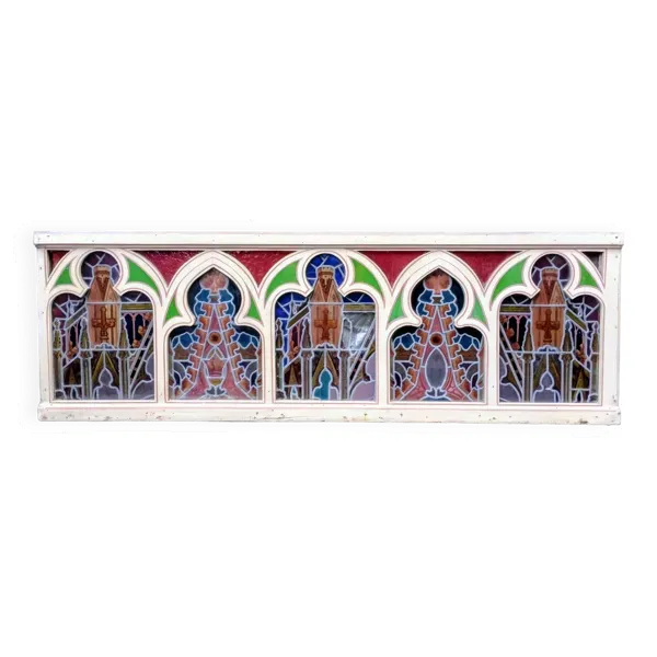 Grand cadre en bois massif composé de 5 niches en vitraux