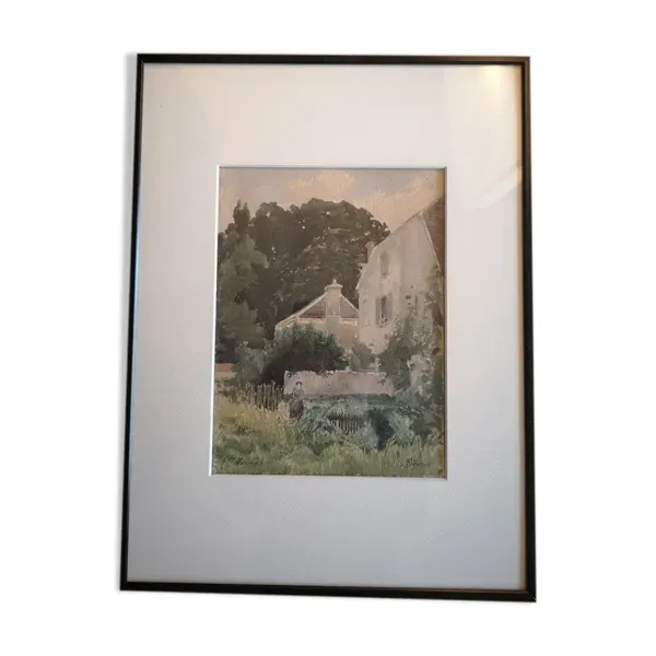 Aquarelle Vue de Brièvres - Signée Henri Laurent Mouren (1844-1922)