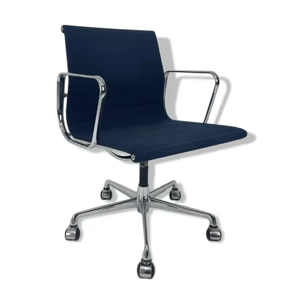Fauteuil de bureau en tissu bleu, ICF - Charles Eames, Ray Eames - groupe aluminium EA108