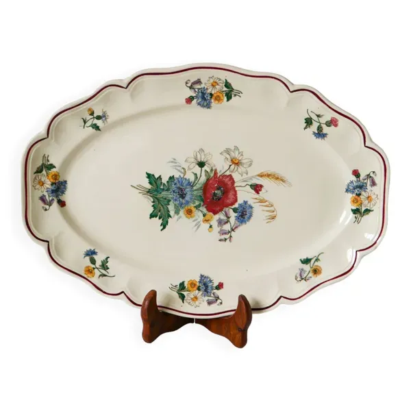 Plat ovale Digoin Sarreguemines modèle Agreste, 1960