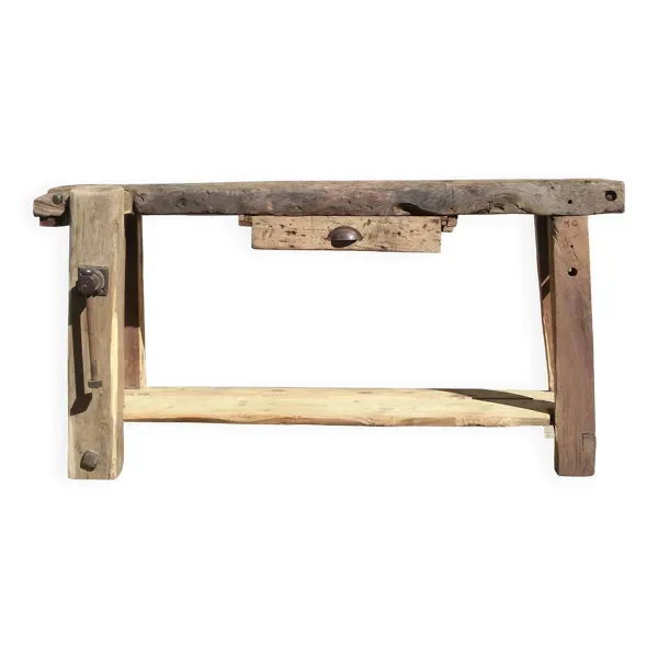 Très ancien établi de menuisier en chêne - Meuble de métier plein de charme