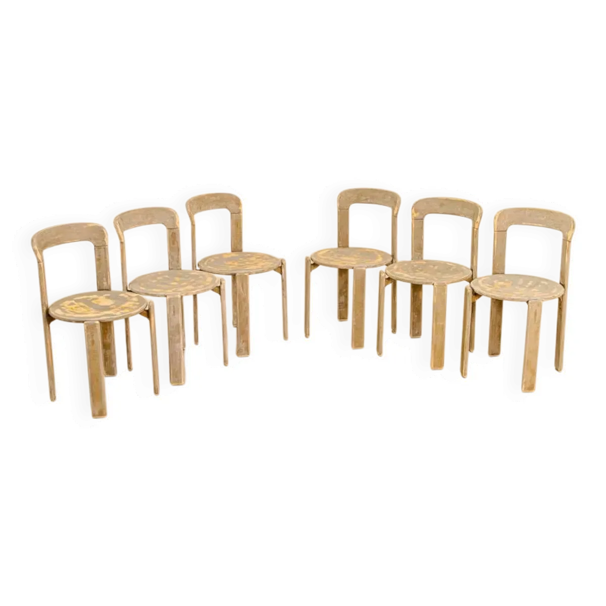 Ensemble de 6 chaises kaki par Bruno Rey pour Dietiker 70's