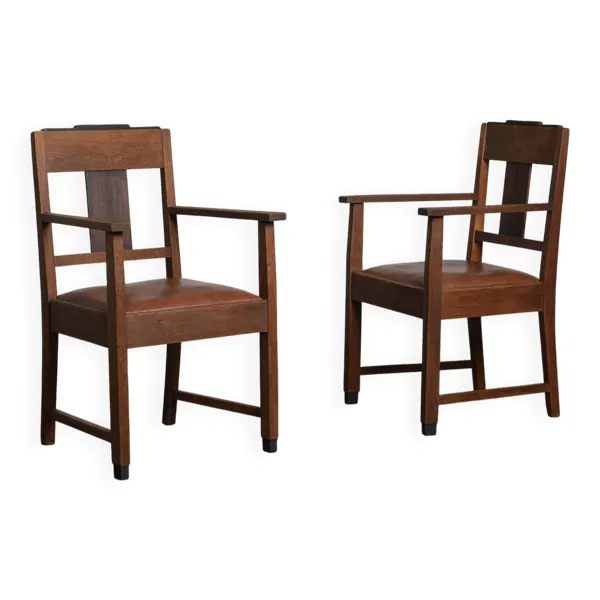 Paire de fauteuils Art Déco de l'École d'Amsterdam, Pays-Bas, années 1930