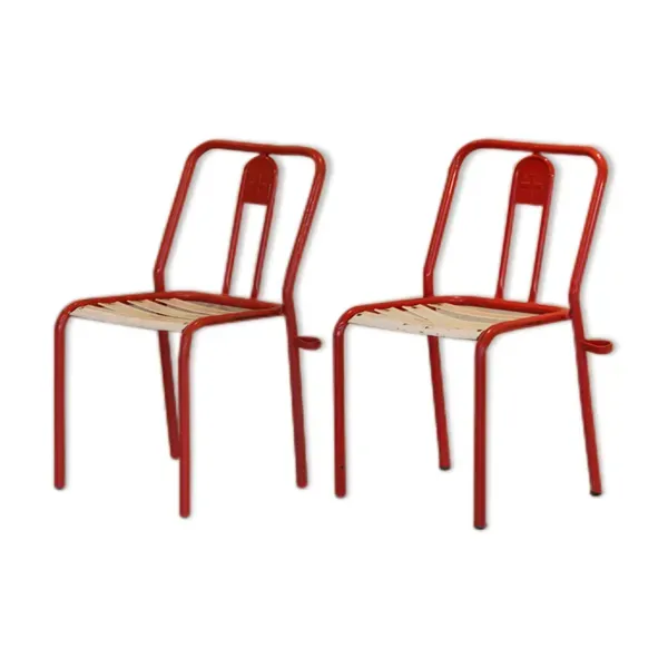 Paire chaises guinguette Tolix T4