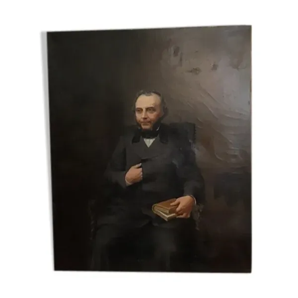 Tableau ancien, portrait d’un homme de lettres signé daté 1863