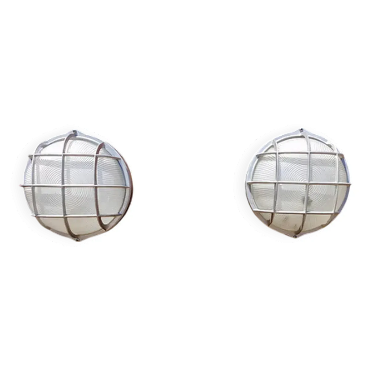 Ancienne paire d'appliques indutrielles en alu brossé