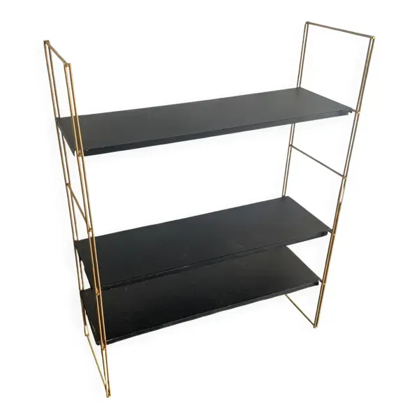 Etagère vintage 1960 String murale noir doré - 60 x 48 cm