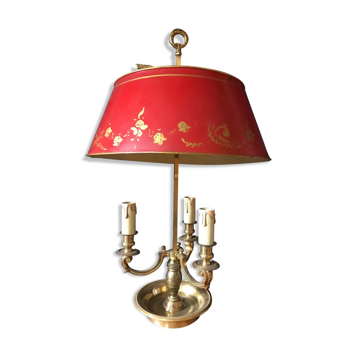 Lampe bouillotte XIXème bronze dore 3 bras de lumiere