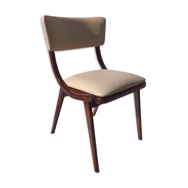 Chaise, cuir crème clair, pologne, 1960s