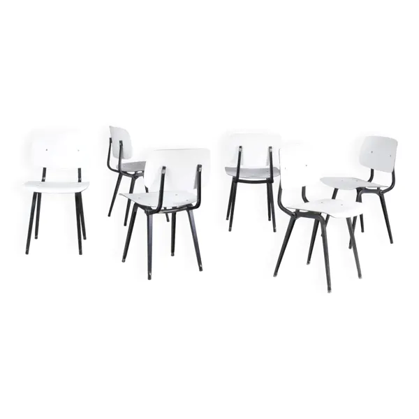 Chaises Result des années 1950 noir/blanc Friso Kramer Ahrend-De Cirkel