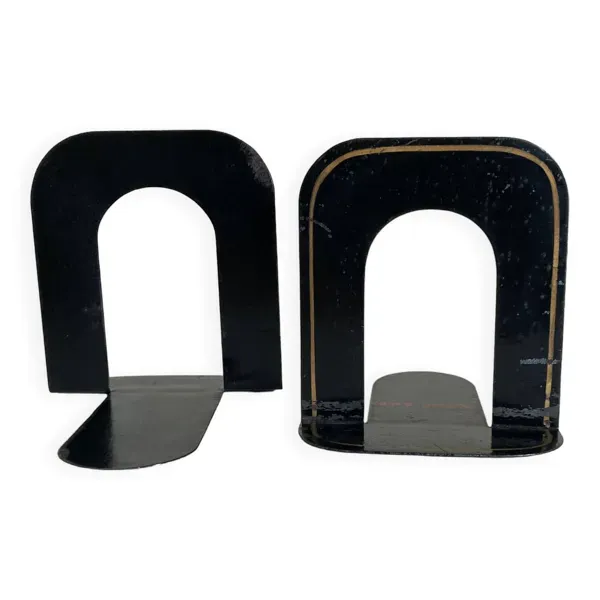 Paire de serre livres Gras de notaire en métal plié 1920