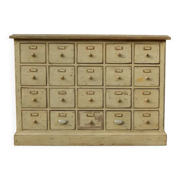 Meuble de métier d'apothicaire en bois massif buffet chiffonnier 20 tiroirs
