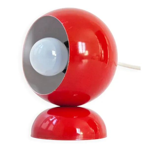 Lampe Space Age en tôle laquée rouge dans le goût de Magistretti, 1960