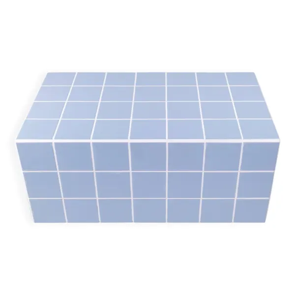 Table basse en céramique-rectangulaire-carreaux-bleu-bleu mat--Tile table