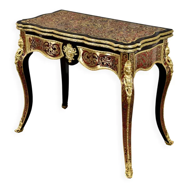 Table de jeu portefeuille Boulle style Régence - XIXe