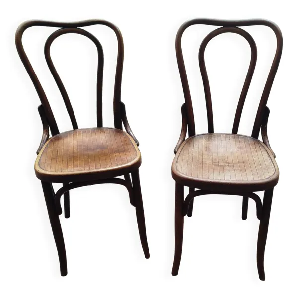 Paire de chaises bistrot en bois courbé fischel - wissembourg