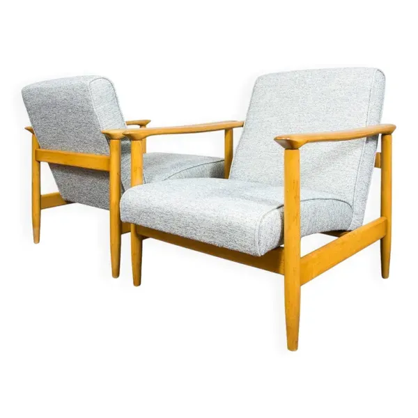 Fauteuils vintage Gfm 142 par Edmund Homa, Gfm, Pologne, années 1960, ensemble de 2.