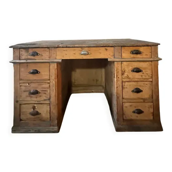 Grand bureau ancien de métier / bureau d’atelier – fin XIXe / début XXe