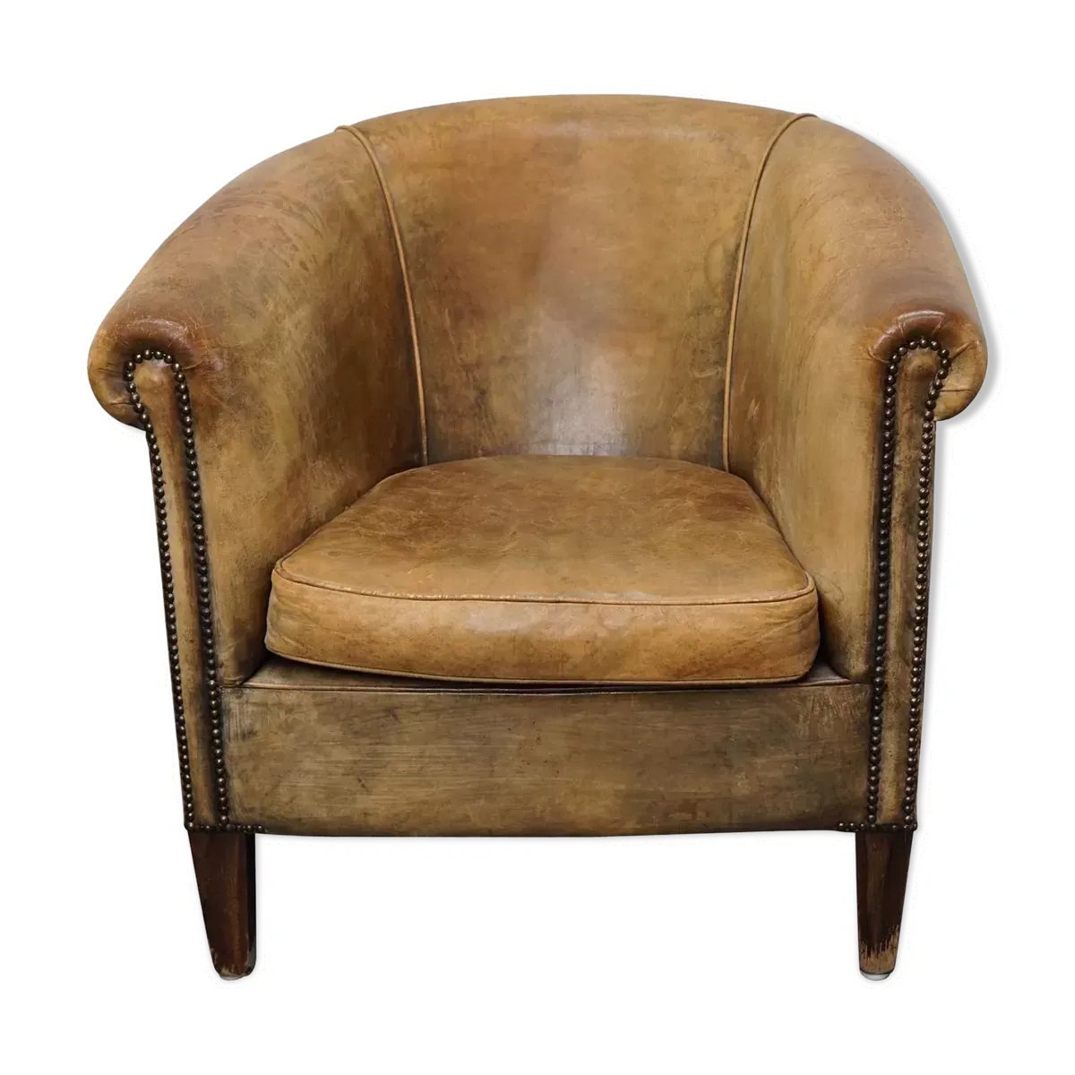 Vintage club chair in cognac-coloured leather Netherlands