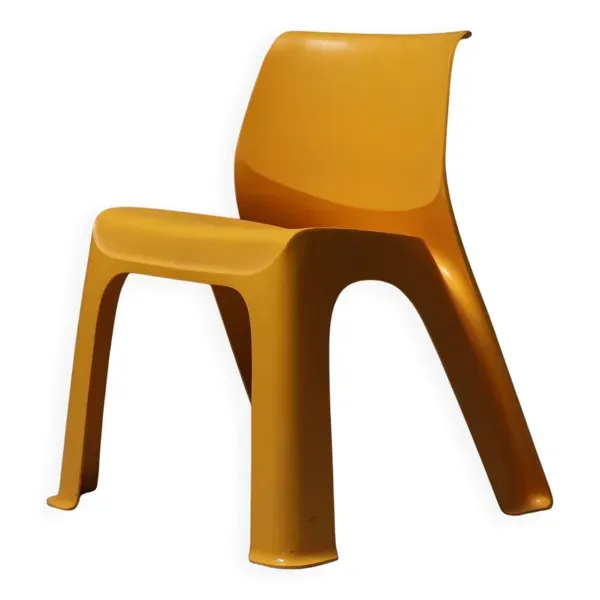 Chaise monobloc sculpturale en plastique ABS jaune, années 1970