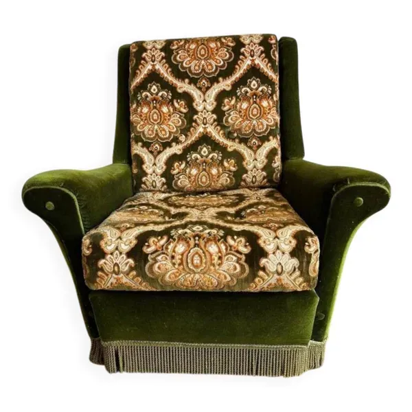 Fauteuil vintage vert mousse / une place
