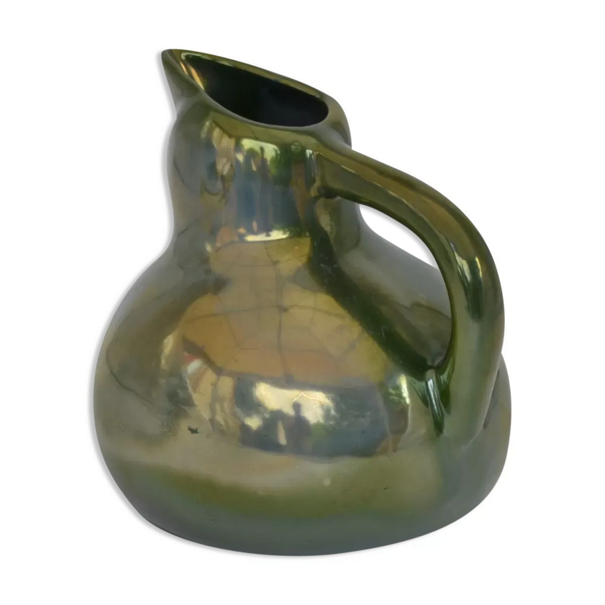 Pichet en grès flammé à reflets métalliques de la S.A.P.C. de Rambervillers