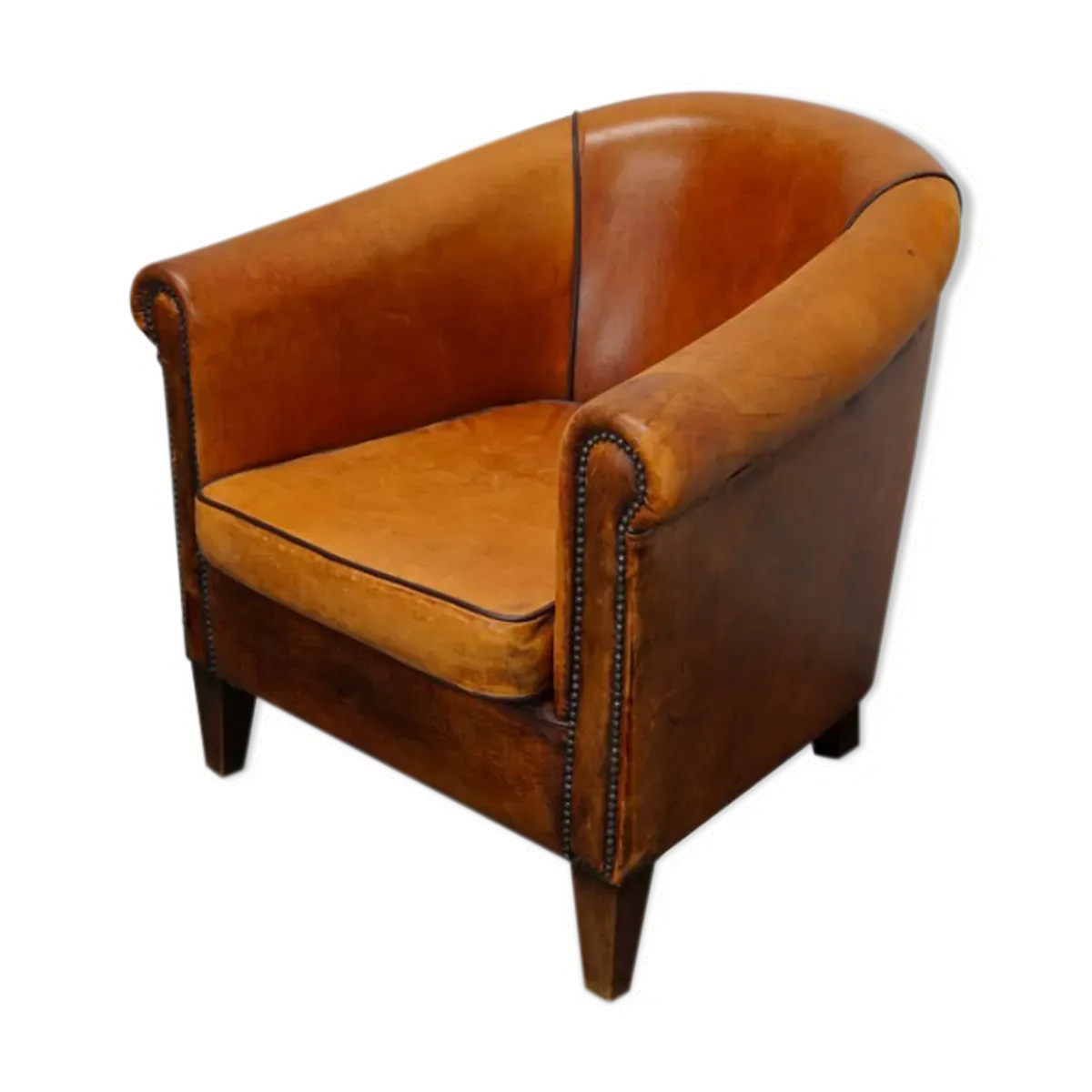 Club armchair in leather color cognac Netherlands