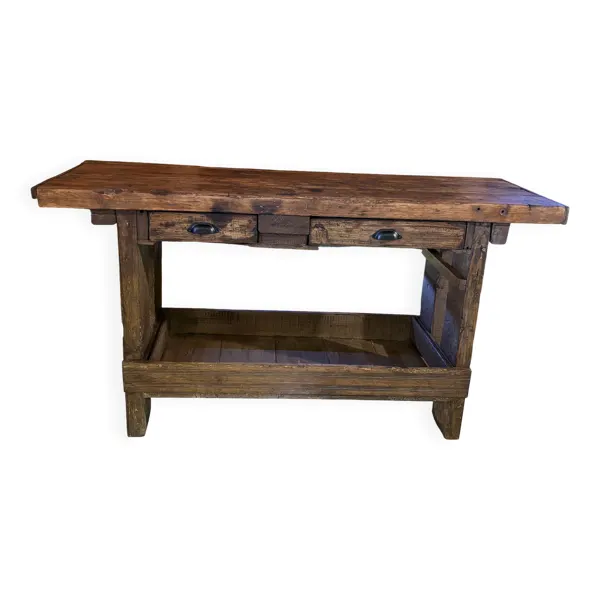 Ancien établi/console rénové – pièce unique pleine de caractère