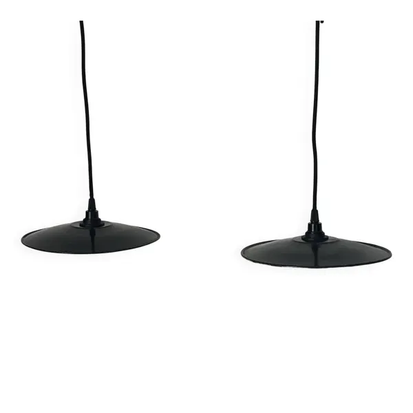 Paire de gamelles en tôle émaillée noire