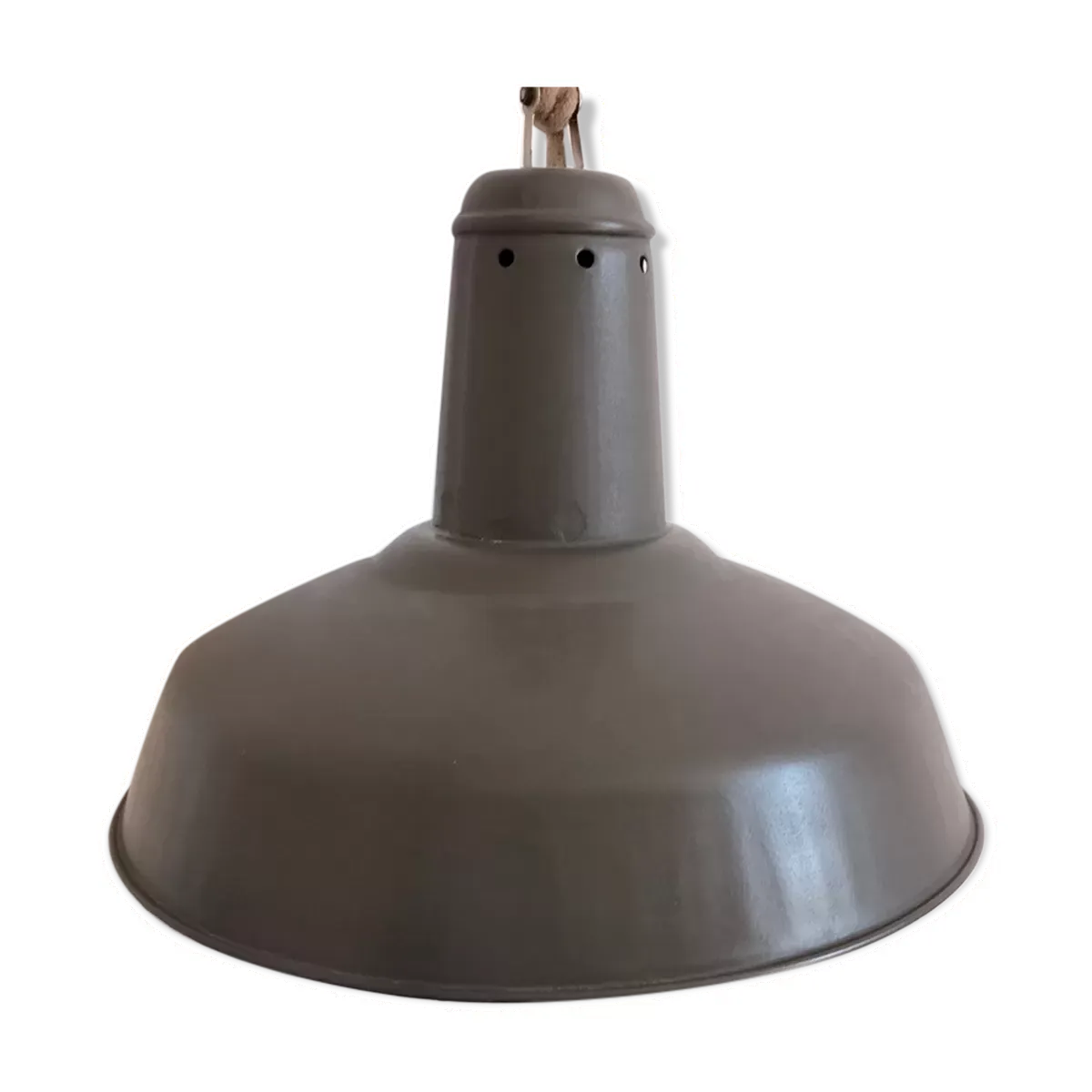 Suspension abat-jour émaillé kaki