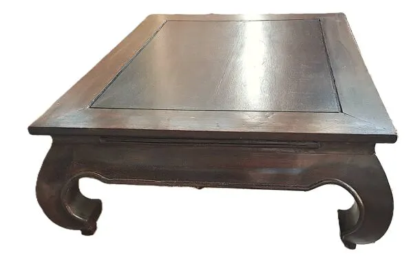 Table basse de forme rectangulaire en bois massif exotique 1980