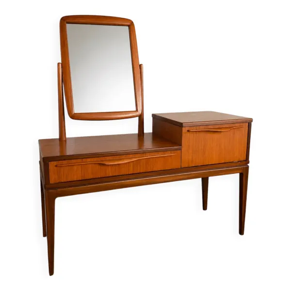 Coiffeuse scandinave en teck avec miroir orientable – Années 60