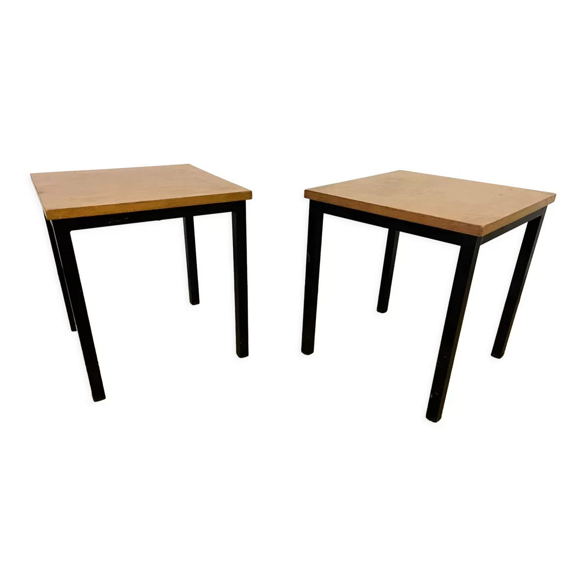 Paire de chevets bois et métal vintage