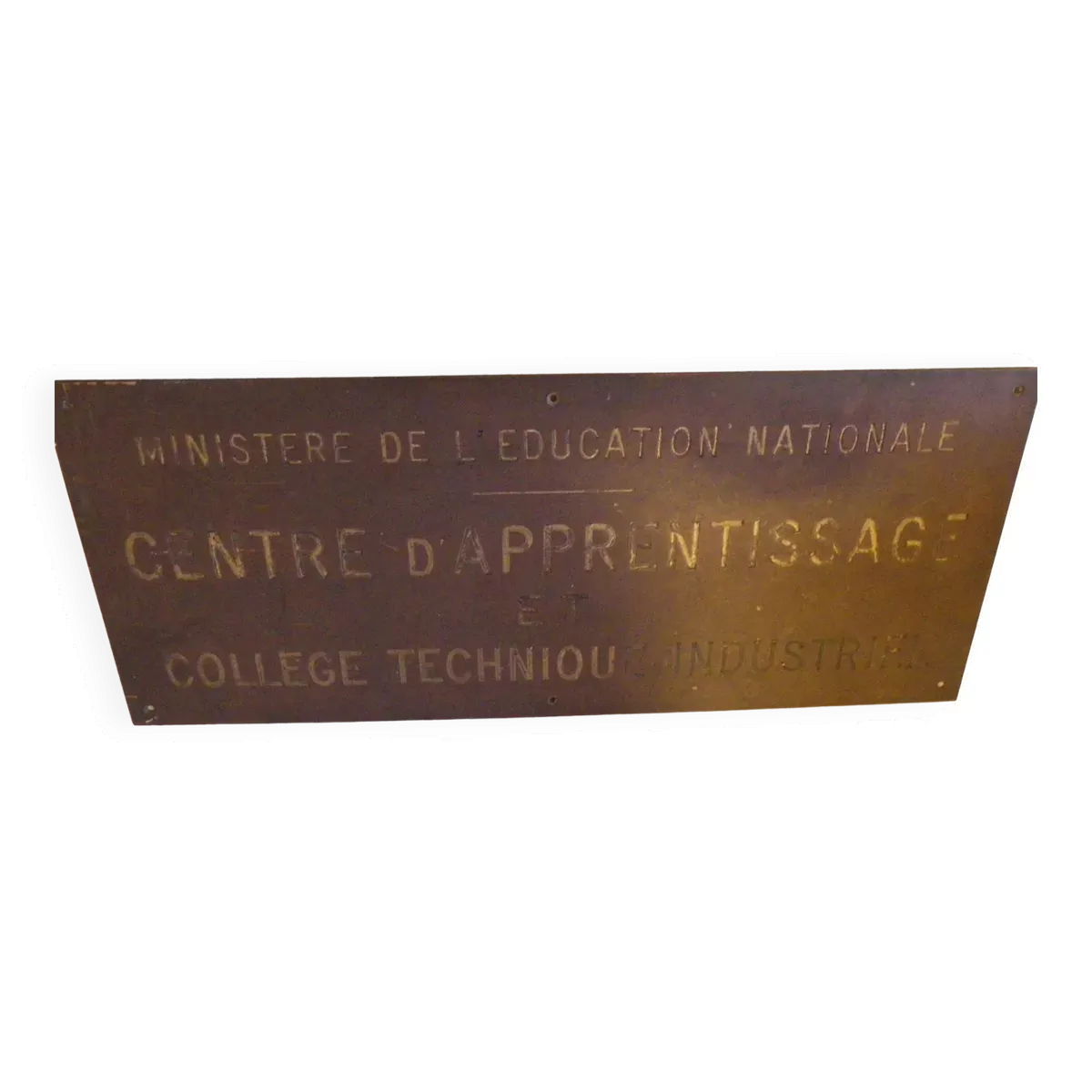 Plaque entièrement en cuivre du Ministère de l'Education Nationale 1950