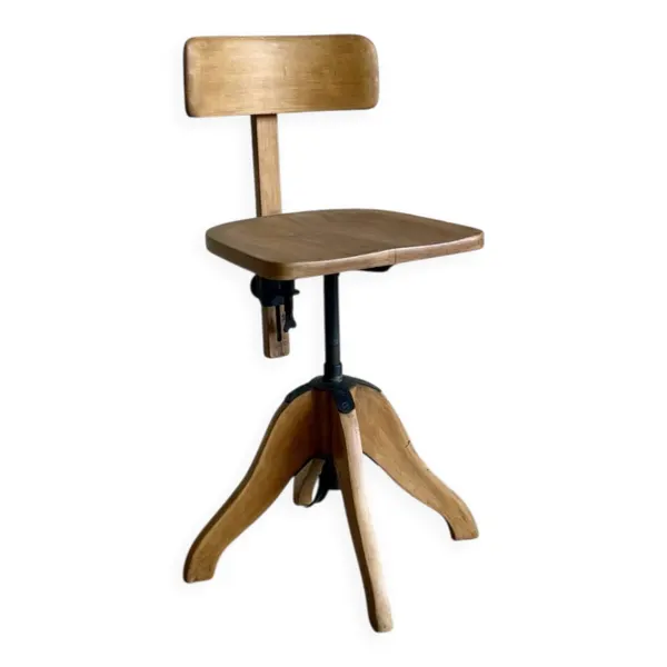 Chaise vintage atelier bureau bois - Albert Stoll Federdreh – années 5
