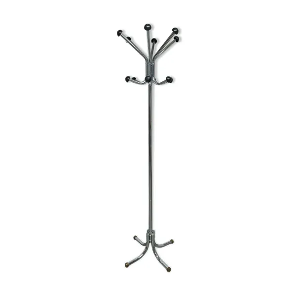 Portemanteaux 12 patères chrome et plastique noir 1960 2m