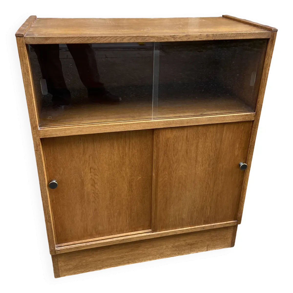 Bibliothèque Chêne 1960-70s french Design vitrine magasin industriel Art Déco