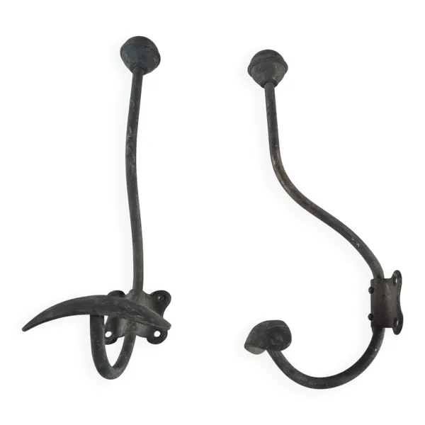 Lot de 2 pateres porte manteaux vintage en metal