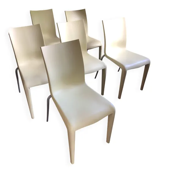 Lot de 6 chaises jaunes pâles vintage designer Philippe Starck