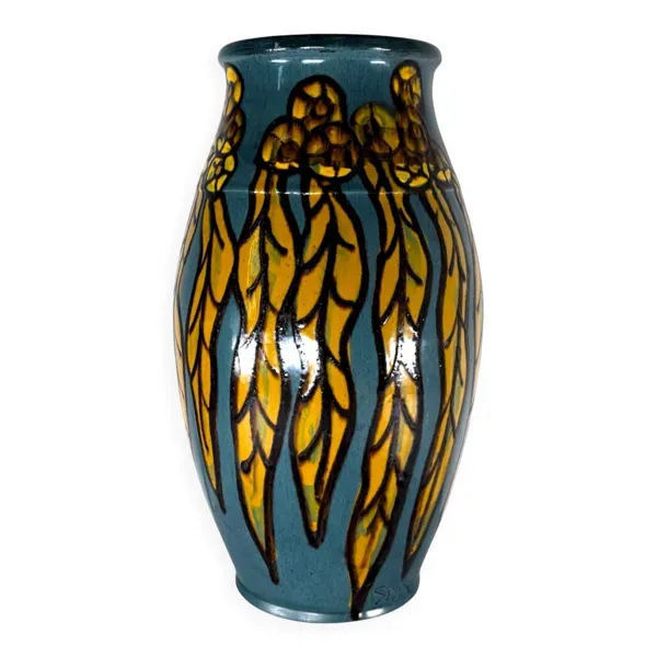 Vase Art déco en céramique signé Emile Simonod SISPA, France 1930