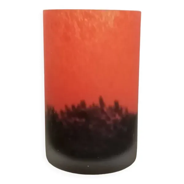 Vase art déco pâte de verre ancien signé Laflor