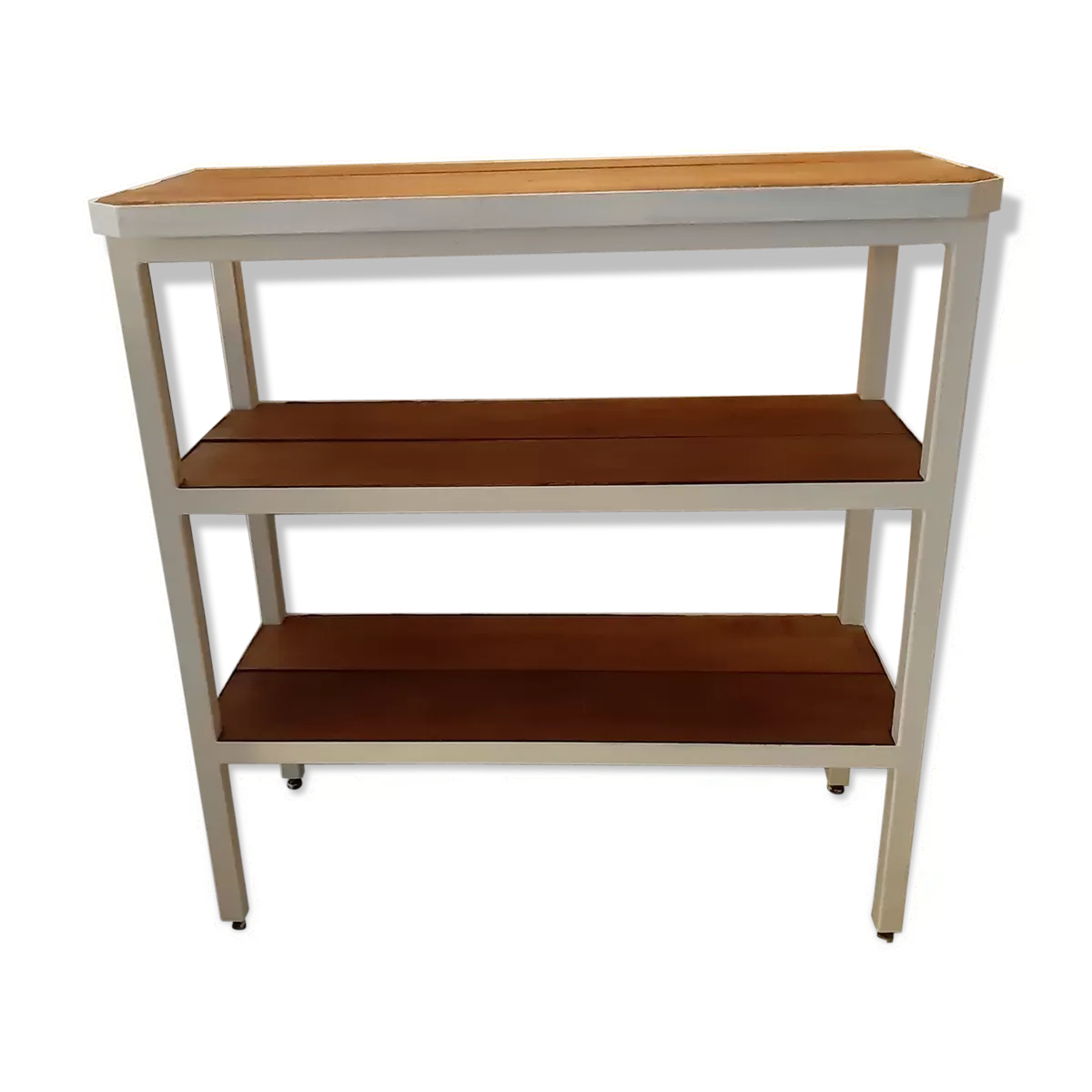 Console industrielle fer et bois exotique