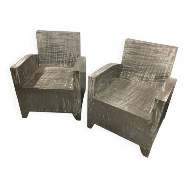 Paire de Fauteuils industriel en métal