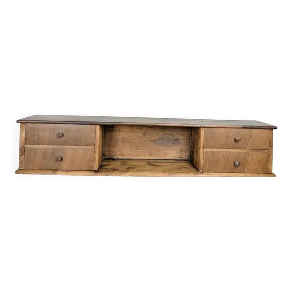 Caisson de bureau à tiroirs en bois patiné