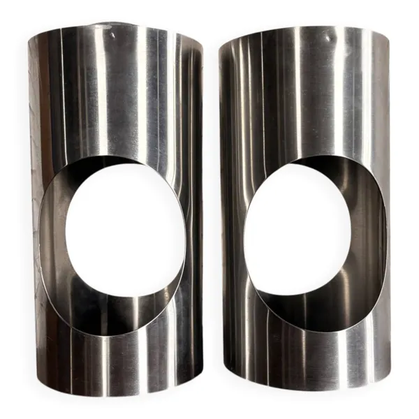 Paire de lampes Space Age UFO en acier chromé